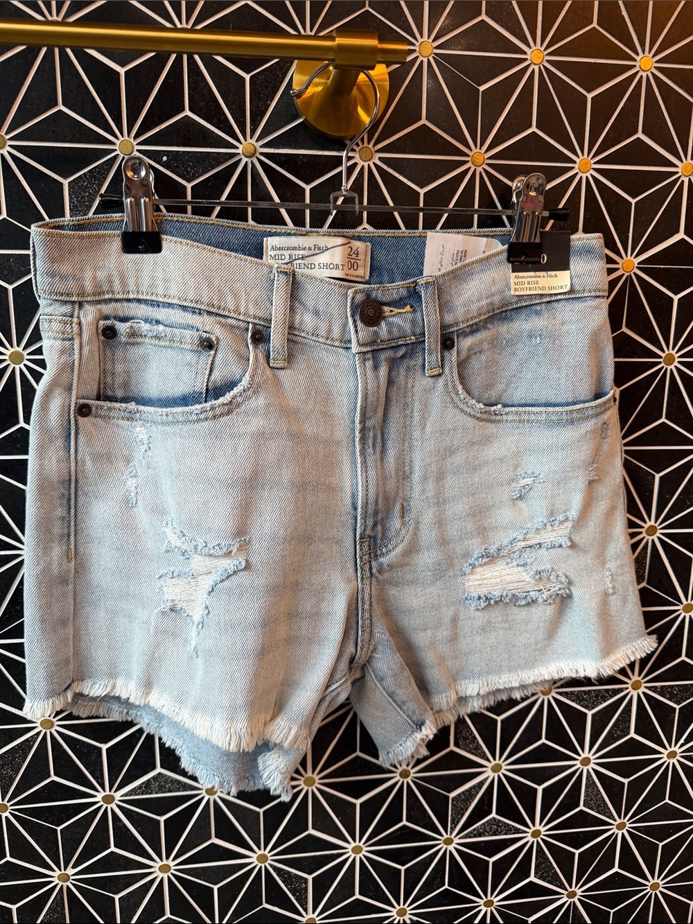 Abercrombie & Fitch Light Blue Distressed Denim Skirt - High Low Hem